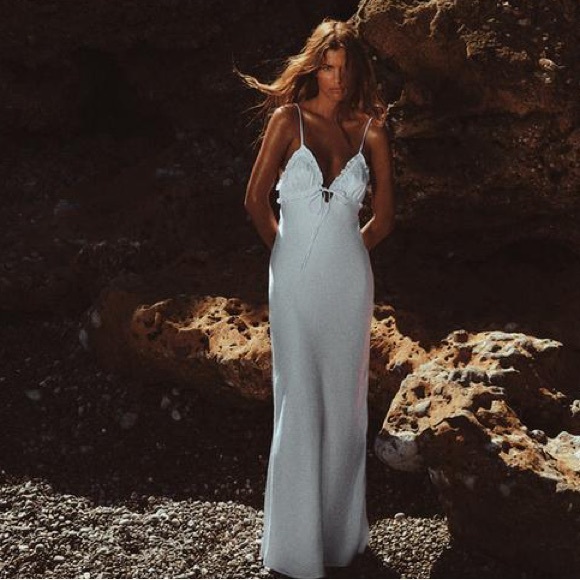 Zara dress white midi ruffled satin lingerie inspired bodycon fitted wedding - Picture 10 of 16